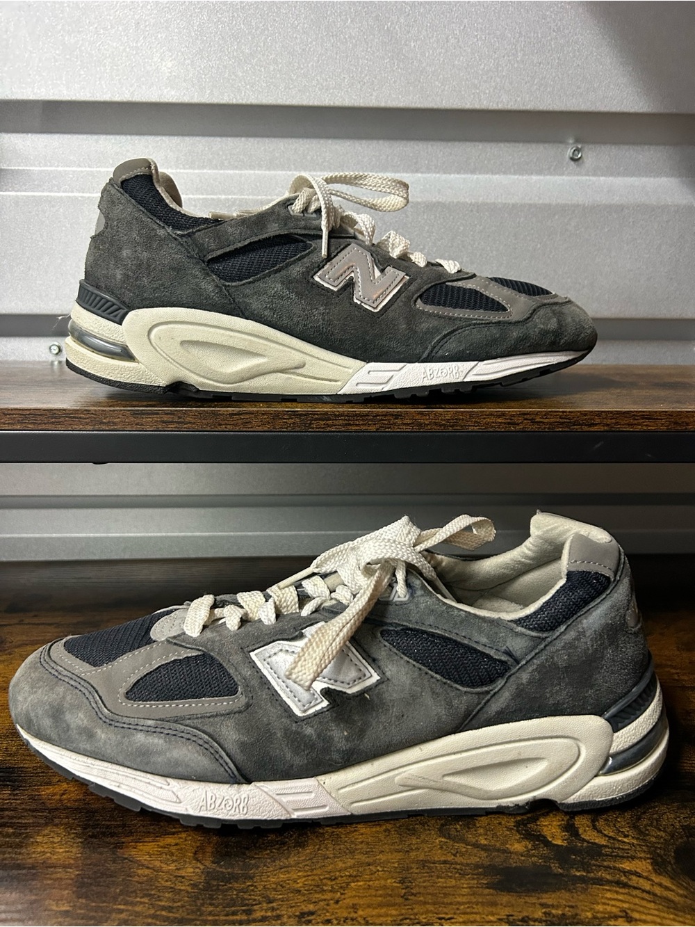 New Balance 990v2 Made In USA Black Grey White Suede 12